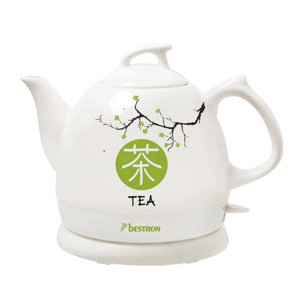 Bestron DTP800A Asia Lounge Keramische Waterkoker 0.8L 1800 Watt Wit/Groen 1 Bestron DTP800A Asia Lounge Keramische Waterkoker 0.8L 1800 Watt Wit/Groen