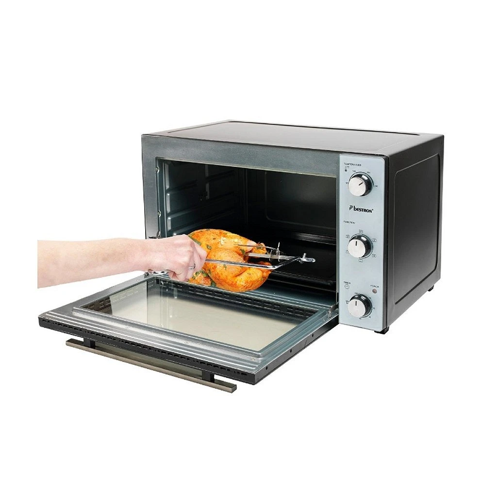Bestron AOV45 Grill-Bakoven Met Hetelucht + Draaispit 1800W RVS/Zwart 2 Bestron AOV45 Grill-Bakoven Met Hetelucht + Draaispit 1800W RVS/Zwart - Afbeelding 2