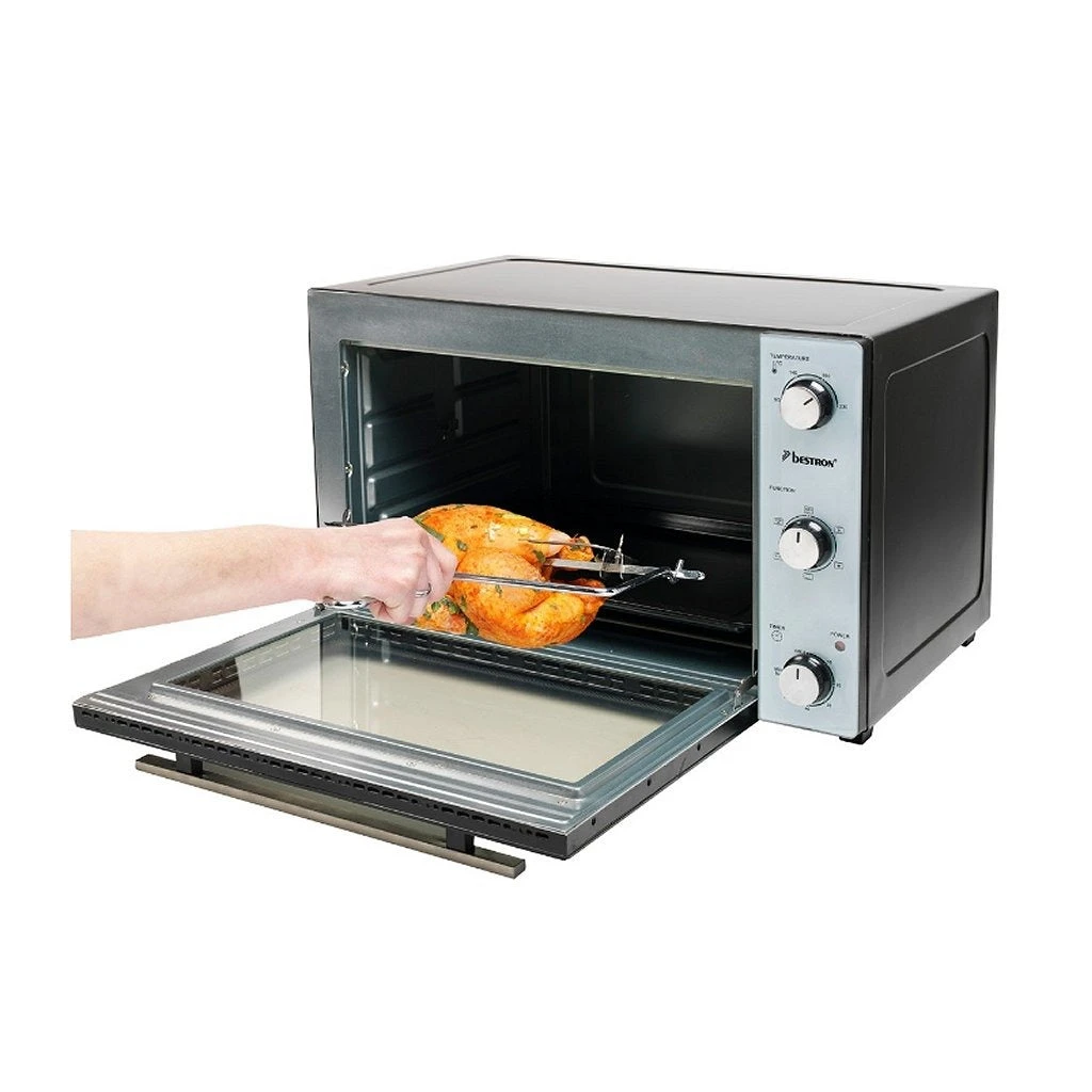 Bestron AOV55 Grill-Bakoven Met Hetelucht + Draaispit 2000W RVS/Zwart 3 Bestron AOV55 Grill-Bakoven Met Hetelucht + Draaispit 2000W RVS/Zwart - Afbeelding 3