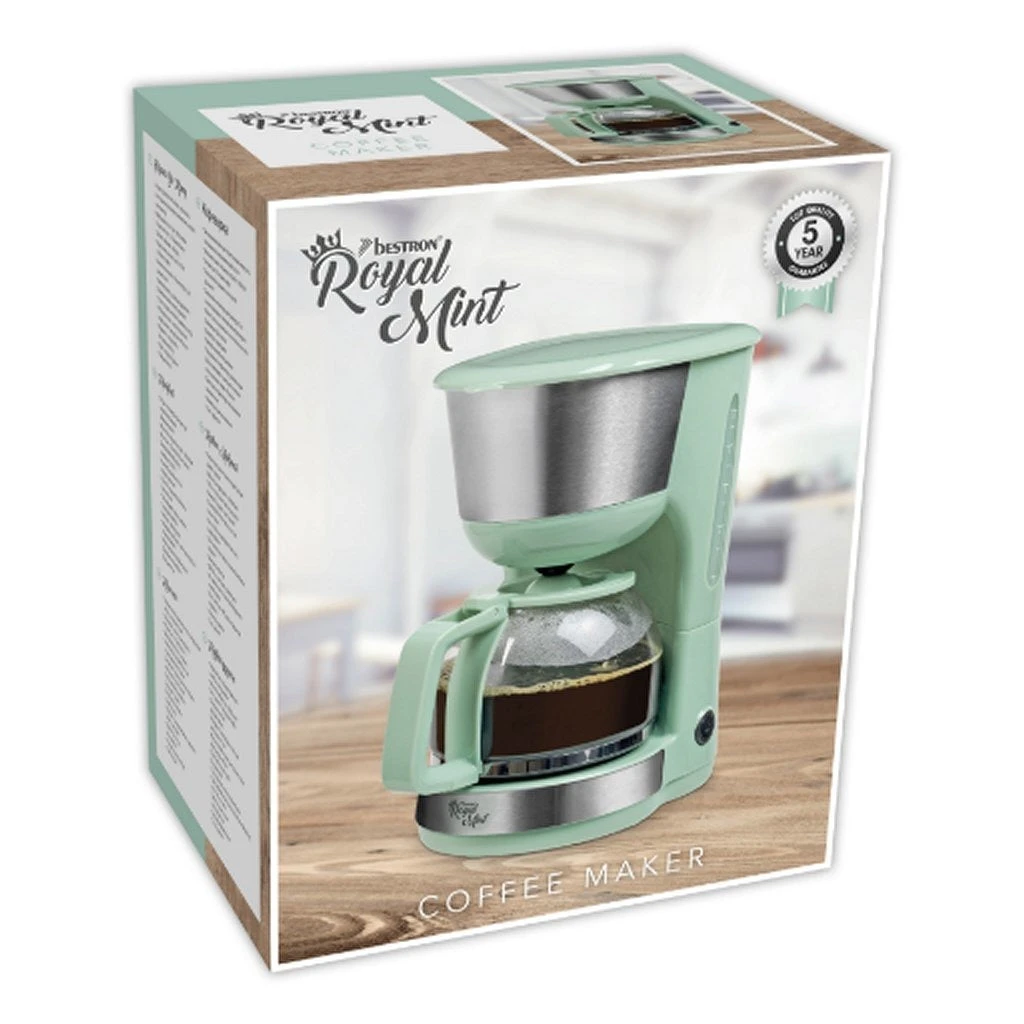 Bestron ACM1000M Royal Mint Koffiezetapparaat 1000W RVS/Mint 2 Bestron ACM1000M Royal Mint Koffiezetapparaat 1000W RVS/Mint - Afbeelding 2