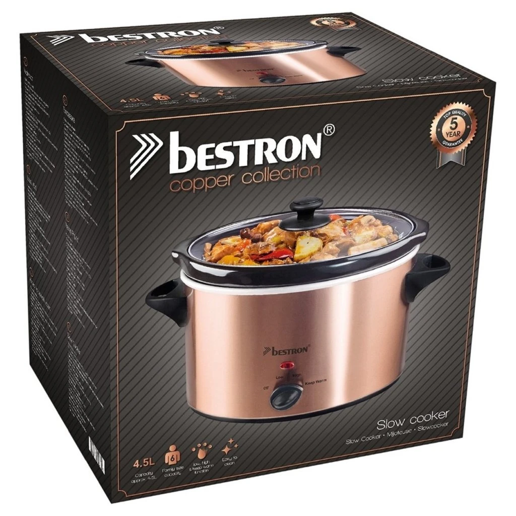 Bestron ASC450CO Slowcooker 4.5L Koper 3 Bestron ASC450CO Slowcooker 4.5L Koper - Afbeelding 3