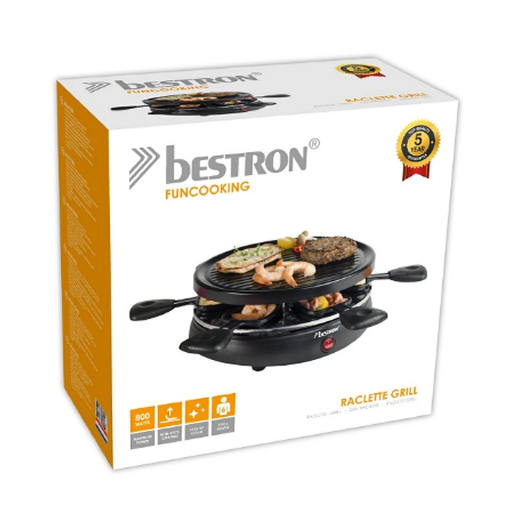 Bestron ARC650 Raclette Grill + 6 Pannetjes Zwart 3 Bestron ARC650 Raclette Grill + 6 Pannetjes Zwart - Afbeelding 3