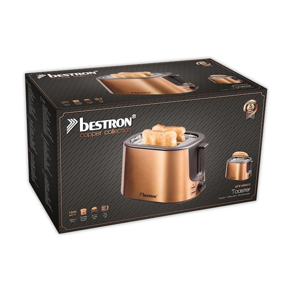 Bestron ATS1000CO Broodrooster Koper/Zwart 3 Bestron ATS1000CO Broodrooster Koper/Zwart - Afbeelding 3