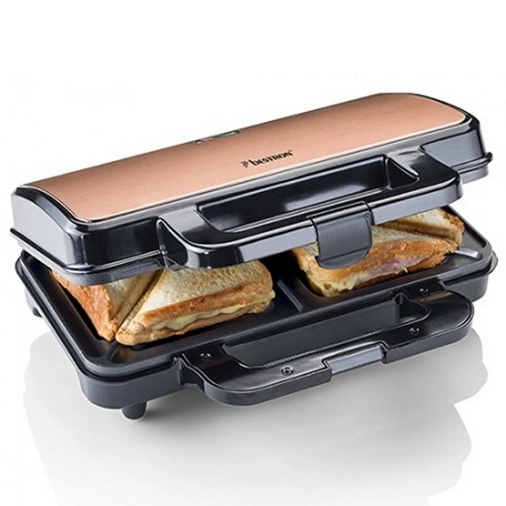 Bestron ASM90XLCO Tosti-IJzer Koper/Zwart 2 Bestron ASM90XLCO Tosti-IJzer Koper/Zwart - Afbeelding 2