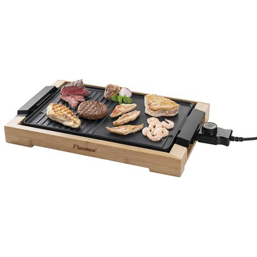 Bestron AG2000BB Teppanyaki Grillplaat Bamboo/Zwart 1 Bestron AG2000BB Teppanyaki Grillplaat Bamboo/Zwart