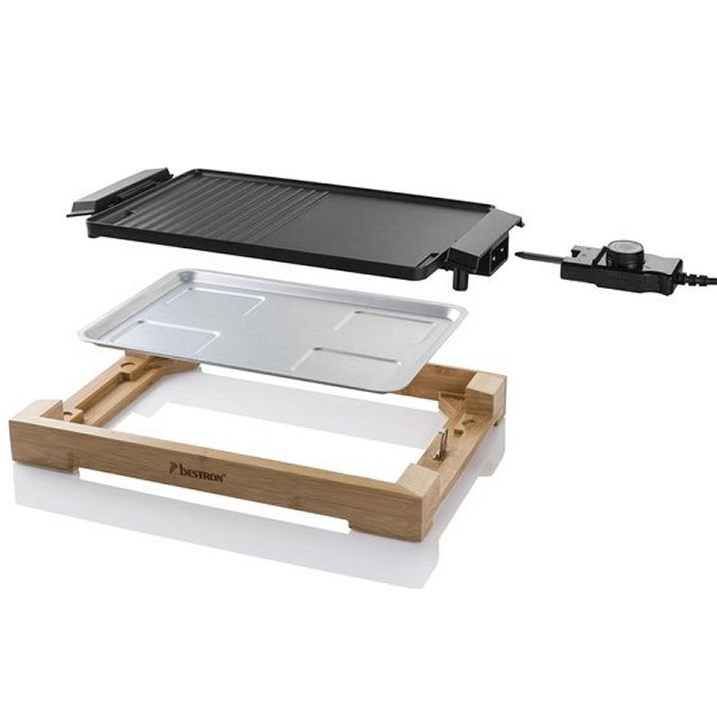 Bestron AG2000BB Teppanyaki Grillplaat Bamboo/Zwart 2 Bestron AG2000BB Teppanyaki Grillplaat Bamboo/Zwart - Afbeelding 2