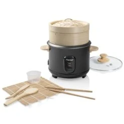 Bestron ARC100BBS Rijstkoker Set Bamboe/Zwart