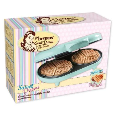 Bestron Wafelijzer ADWM1000M Hartvormig Dubbel 1000 W Mintkleurig 13 Bestron Wafelijzer ADWM1000M Hartvormig Dubbel 1000 W Mintkleurig - Afbeelding 13