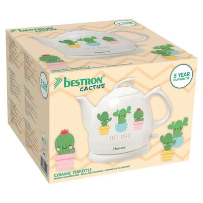 Bestron Waterkoker Keramisch DTP800CA Cactus 0,8 L Wit 3 Bestron Waterkoker Keramisch DTP800CA Cactus 0,8 L Wit - Afbeelding 3