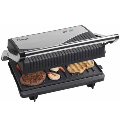 Bestron Panini Grill 750 W Zilver En Zwart Roestvrij Staal APG150 4 Bestron Panini Grill 750 W Zilver En Zwart Roestvrij Staal APG150 - Afbeelding 4