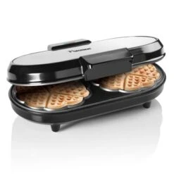 Bestron Wafelijzer ADWM730S Hartvormig Dubbel 1200 W Zwart En Zilver -Bestron image 5 440293